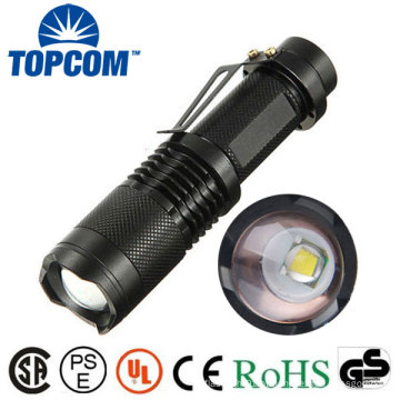 T6 LED pequeno bolso tocha luz tático Zoomable lanterna LED com clipe